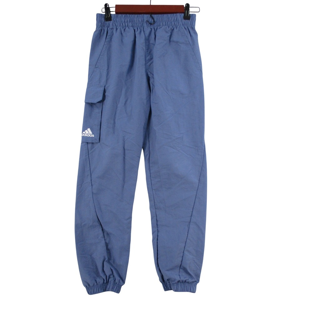 Adidas Mens Blue Cargo Jogger Pants Elastic Waist Embroidered Logo Size M